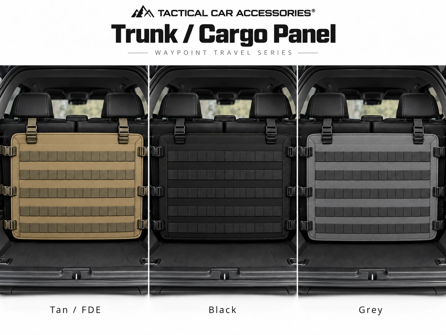 Trunk / Cargo Panel in Black, Tan / FDE, and Grey